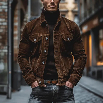 KZZ Men's Autumn/Winter New Arrival Corduroy Long-Sleeved Jacket