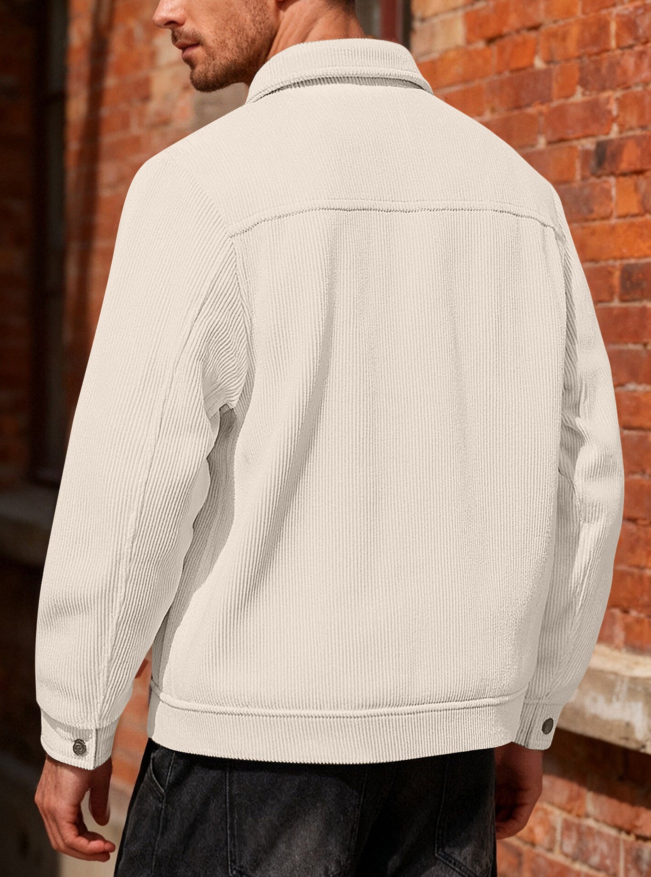 KZZ Men's Corduroy Jacket - Autumn/Winter Warm Collar Casual Coat