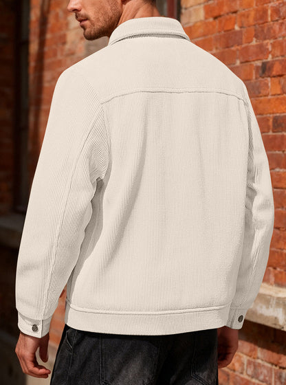 KZZ Men's Corduroy Jacket - Autumn/Winter Warm Collar Casual Coat