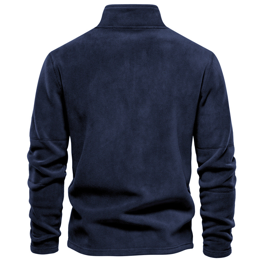 KZZ Men's Solid Half Zip Funnel Neck Polar Fleece Sweatshirt
