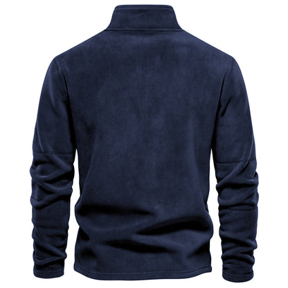 KZZ Men's Solid Half Zip Funnel Neck Polar Fleece Sweatshirt