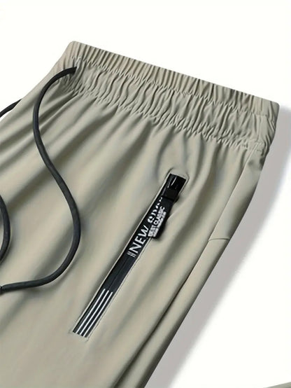 KZZ Men's Summer High Elastic Ice Silk Pants