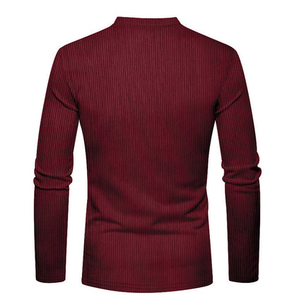 KZZ Men's Regular Fit Patchwork Print Half Button Thermal Lined Henry Collar Shirt