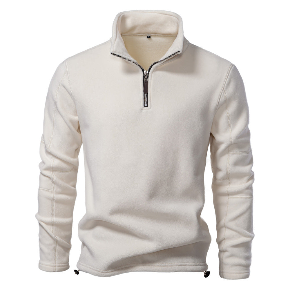 KZZ Men's Solid Half Zip Funnel Neck Polar Fleece Sweatshirt