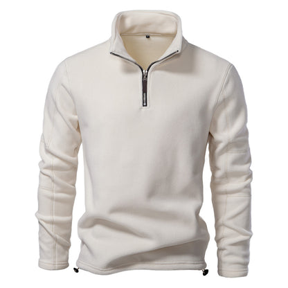 KZZ Men's Solid Half Zip Funnel Neck Polar Fleece Sweatshirt
