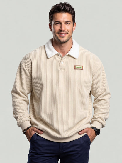 KZZ Corduroy Polo collar sweater couple autumn and winter style plus
