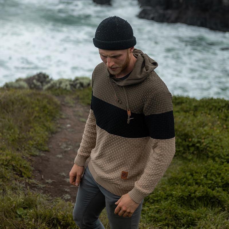 KZZ Mens Hooded Sweatshirt Tricolor Long Sleeve Hoodie Pullover Sweater