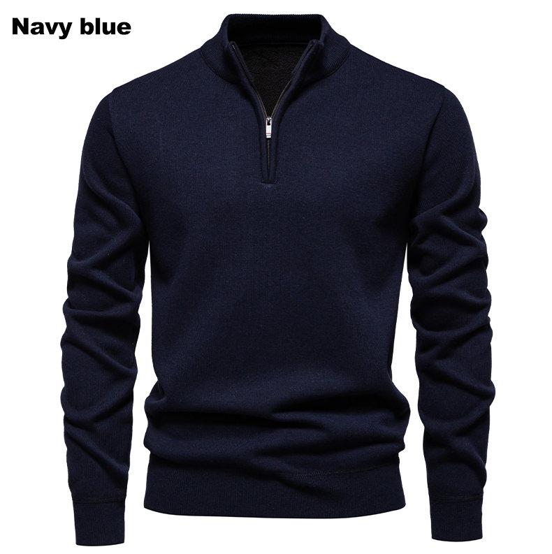 KZZ Men's Quarter Zip Sweater Slim Fit Lightweight High Neck Pullover Casual Sweater