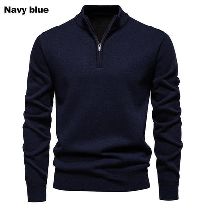 KZZ Men's Quarter Zip Sweater Slim Fit Lightweight High Neck Pullover Casual Sweater