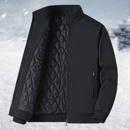 KZZ Men's Solid Color Zip Up Thermal Lined Fleece Jacket