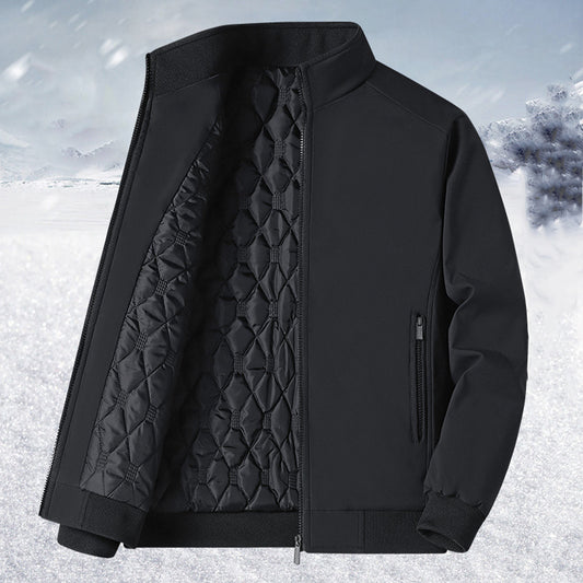 KZZ Men's Solid Color Zip Up Thermal Lined Fleece Jacket