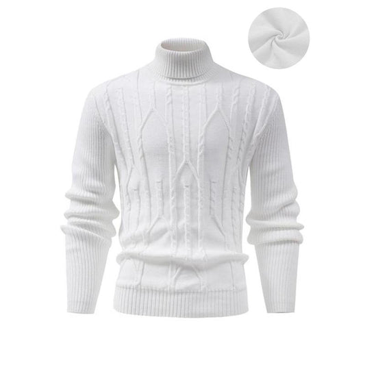 KZZ Men's Textured Drop Shoulder Turtle Neck Sweater Long Sleeve Knitwear