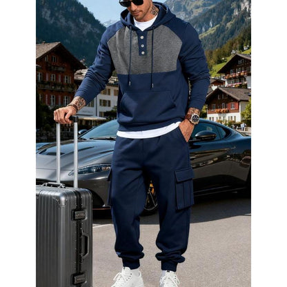 KZZ Men's Winter Heavyweight Fleece Hoodie Set