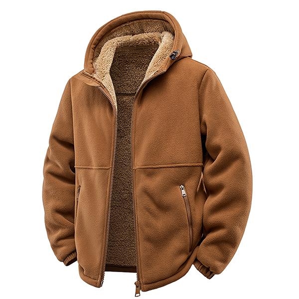 KZZ Men's Fleece Jacket - Sherpa Lined Hooded Full Zip Up Coat