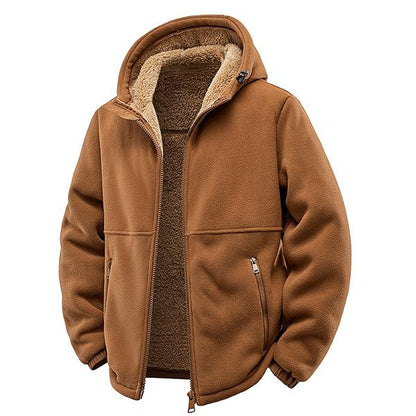 KZZ Men's Fleece Jacket - Sherpa Lined Hooded Full Zip Up Coat