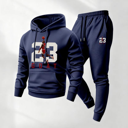 KZZ Men's Goat 23 Pattern Print Hoodie and Drawstring Sweatpants Set