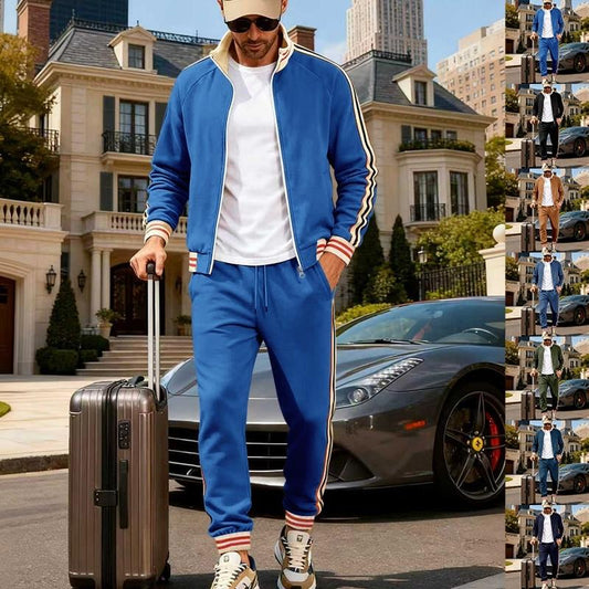 KZZ Men's Fall Fashion Set - Lightweight Loose-Fit Casual Stand Collar Sportswear