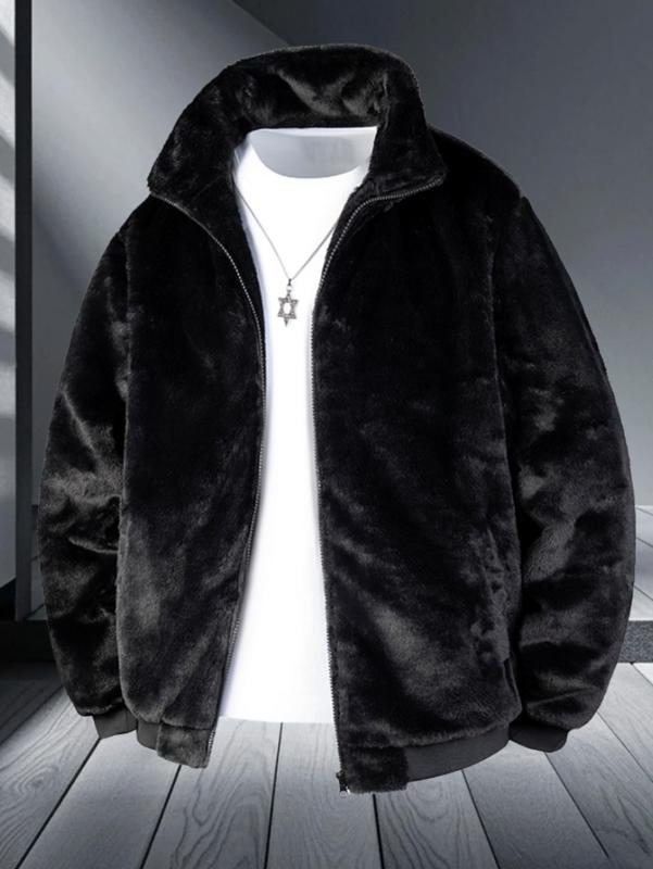 KZZ Men's Winter Mink Fur Coat Imitation Mink Velvet Thick Warm Short Jacket
