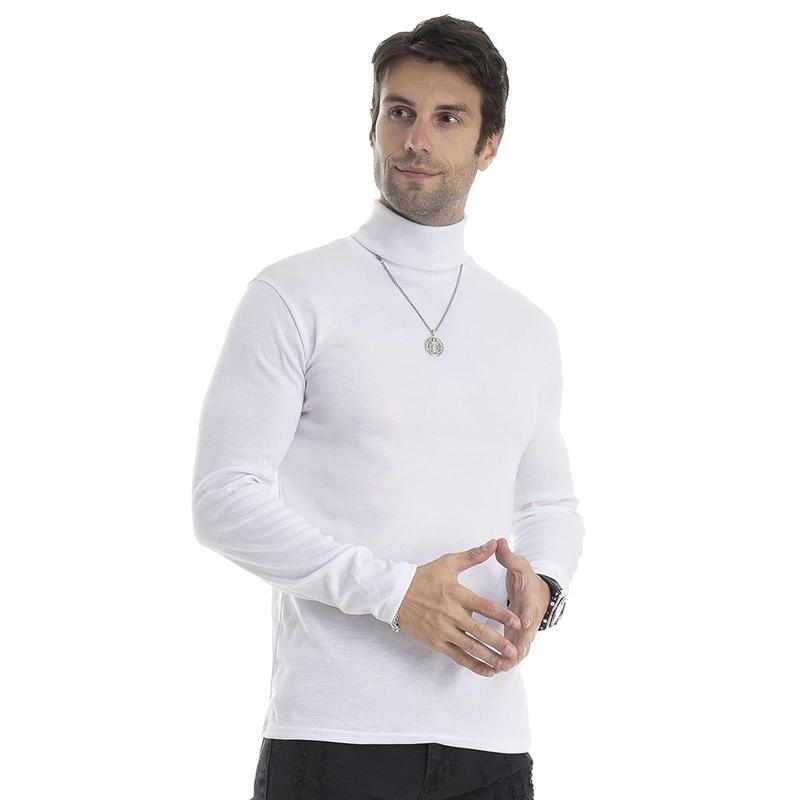 KZZ Sculpted Style Men's Lightweight Pullover Top Slim Fit Turtleneck