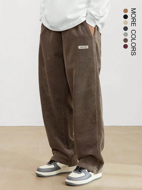 KZZ Unisex Loose Solid Patched Drawstring Waist Pants