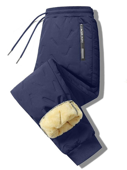 KZZ Men's Warm Fleece-Lined Straight-Leg Jogger Pants with Zipper Pockets