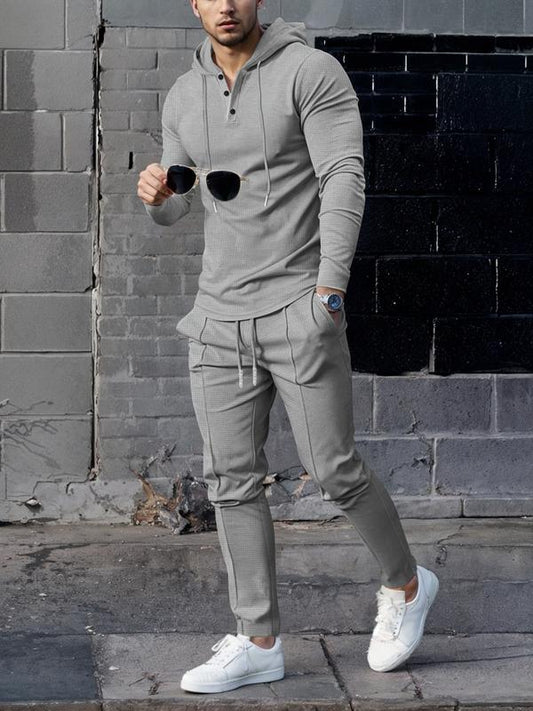 KZZ Essential Waffle Hoodie & Pants Combo | Men's Quick-Dry Lounge Set