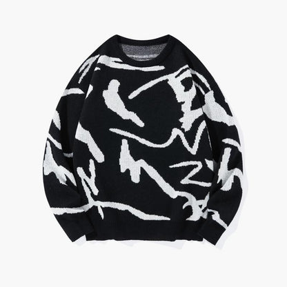 KZZ Men's Knitted Long Sleeve Sweater Crew Neck Graphic Casual Regular Fit Jumper