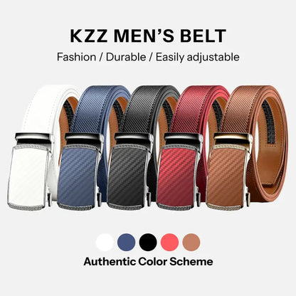 KZZ Mens Belt Leather Ratchet Easy Release Belt Dress and Casual Adjustable Belts
