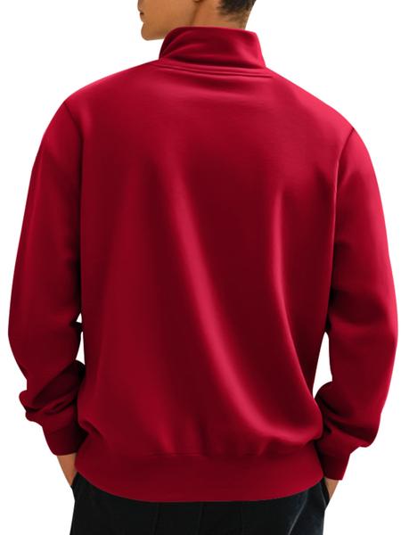 KZZ Men's Solid Half Zip Up Sweatshirt Loose Casual Long Sleeve