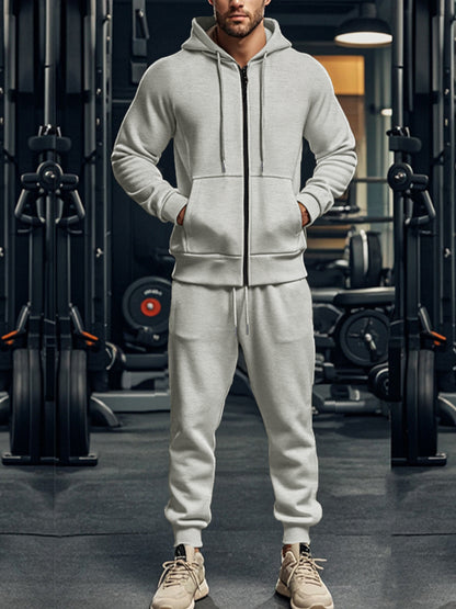KZZ Men’s Fleece Zip Hoodie & Jogger Sets