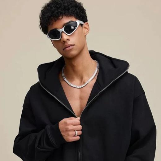 KZZ Jacket Zip Up Fashion Double Layer Hoodie Hip Hop Outerwear Jacket