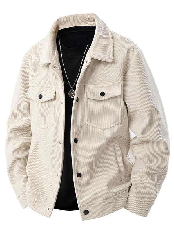 KZZ Men's Corduroy Jacket - Autumn/Winter Warm Collar Casual Coat