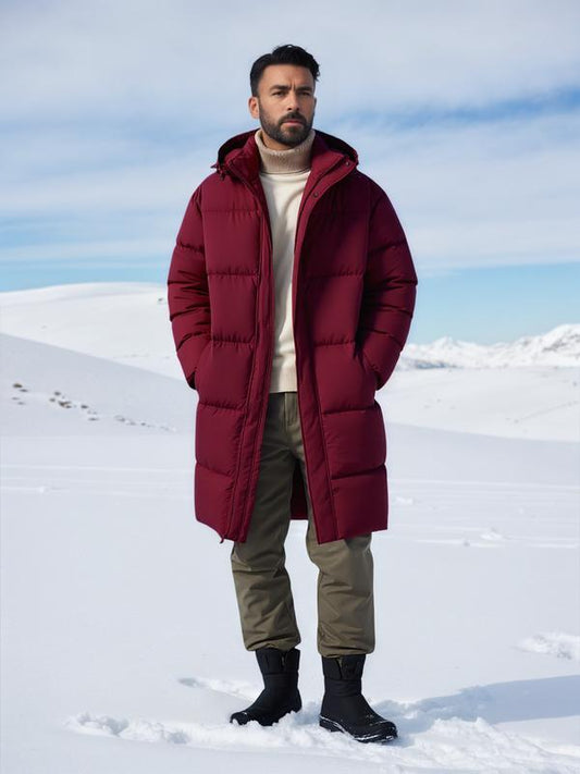 KZZ Men's Solid Color Pocket Zipper Hooded Coat