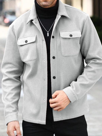 KZZ Men's Simple Woolen Jacket Coat, Fashion Casual Design