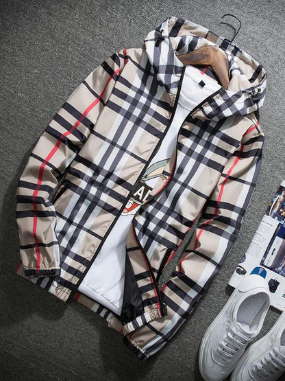 KZZ Men's Lightweight Hooded Jacket, Zip-Up Windbreaker