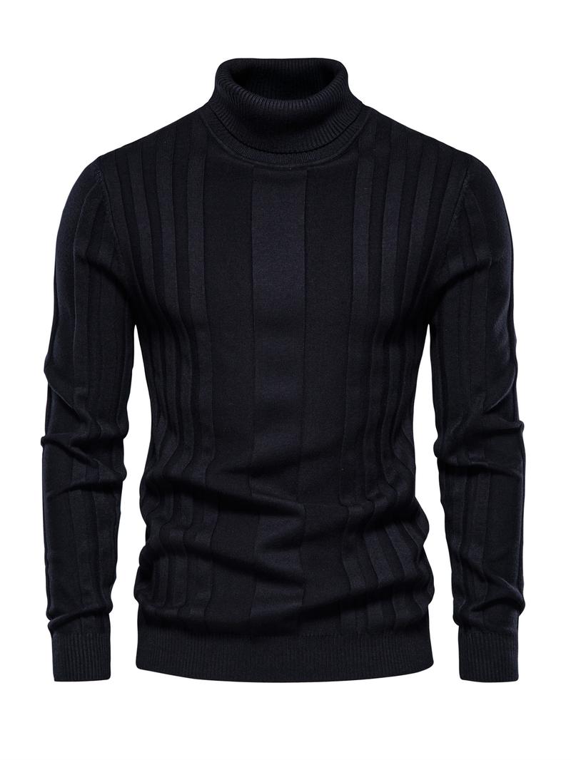 KZZ Men's Solid Turtleneck Sweater,Men's Knitwear for Daily Wear