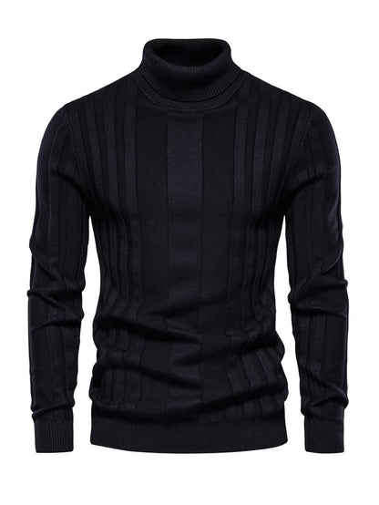 KZZ Men's Solid Turtleneck Sweater,Men's Knitwear for Daily Wear