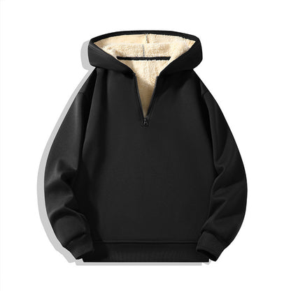 KZZ Men's Casual Pullover Sweatshirt, Half-Zip with Thickened Quarter-Zip, Fleece Lining