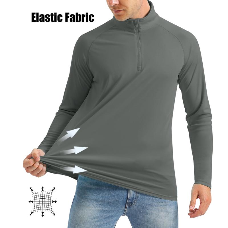 KZZ Men's  Zip Shirt  Quick Dry Lightweight Long Clothing Sports Casual Wear