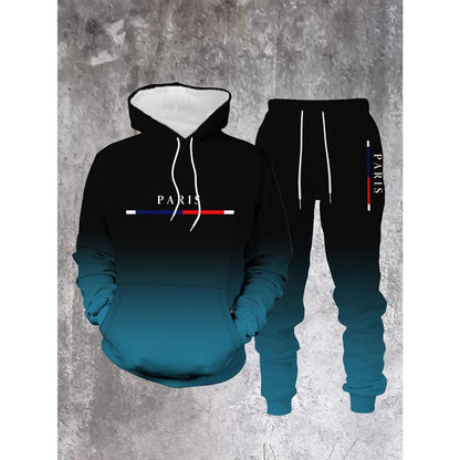 KZZ Men's Street Fashion Hoodie Set  Gradual Color Change  Hot Selling