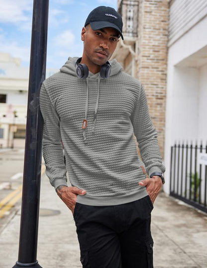 KZZ Fall Outfits Men's Pullover Plaid Casual hoodie