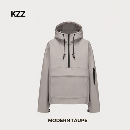 KZZ waterproof oversized autumn hoodie jacket warm semi-zipper jacket can be worn in daily seasons
