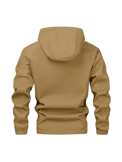 KZZ Men's Solid Color Half Zip Pocket Hooded Jacket