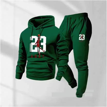 KZZ Men's Goat 23 Pattern Print Hoodie and Drawstring Sweatpants Set