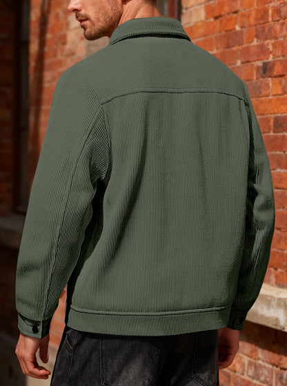 KZZ Men's Corduroy Jacket - Autumn/Winter Warm Collar Casual Coat
