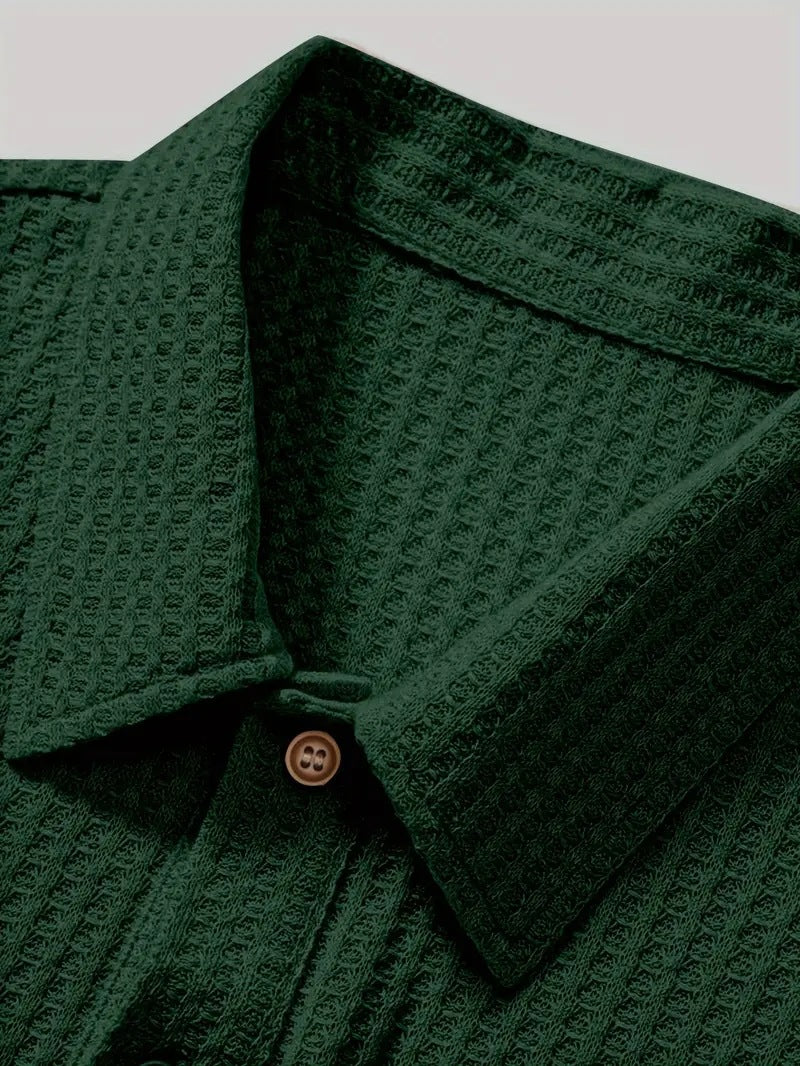 KZZ Men's solid color pique knit polo shirt