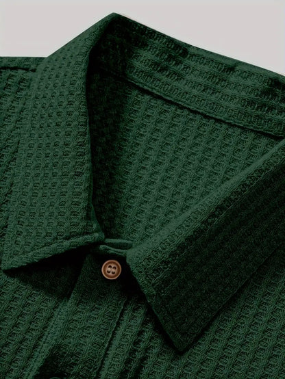 KZZ Men's solid color pique knit polo shirt