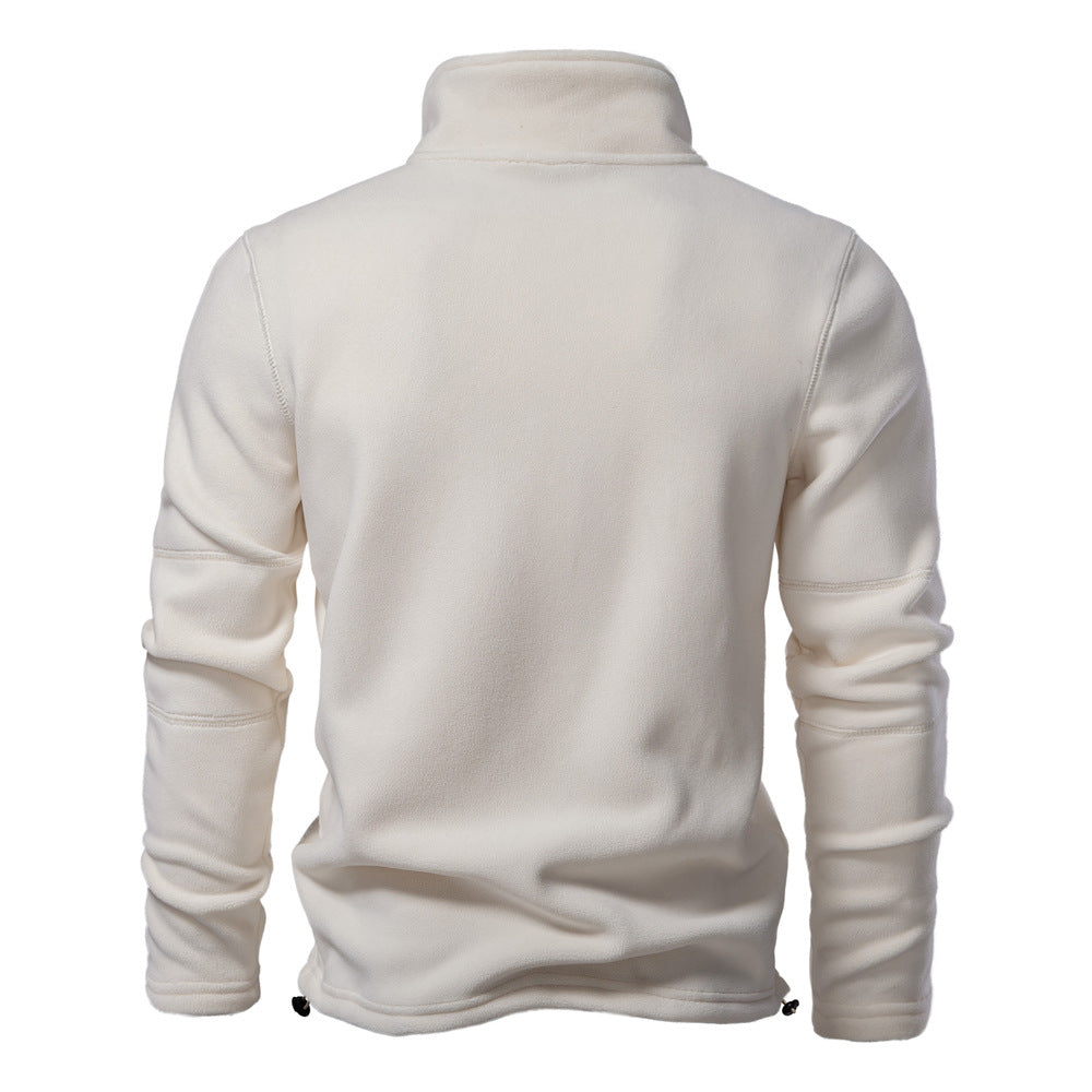 KZZ Men's Solid Half Zip Funnel Neck Polar Fleece Sweatshirt