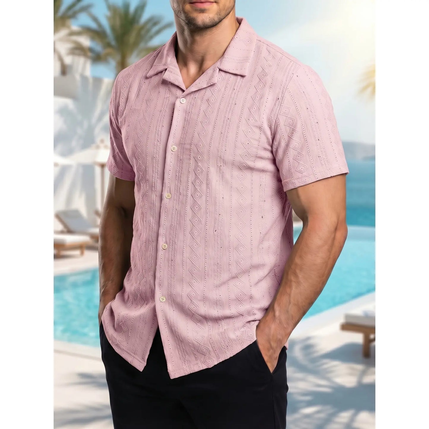 KZZ Men's Casual Short-Sleeve Shirt