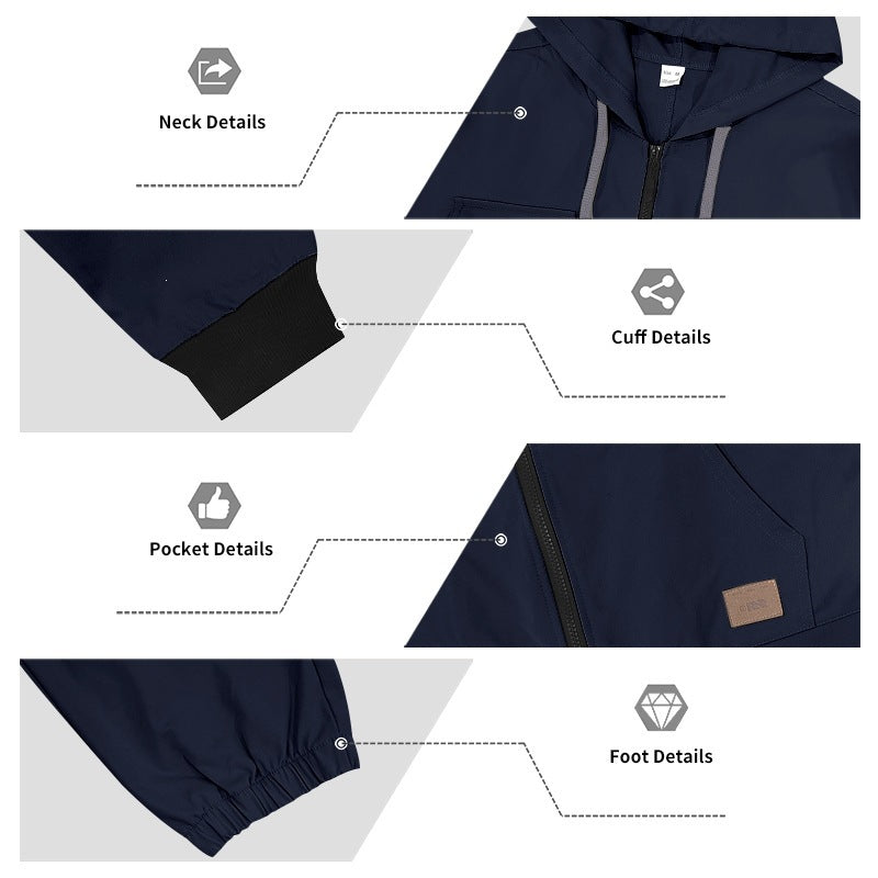 KZZ Men's Hooded Workwear Casual Street Style Jumpsuit